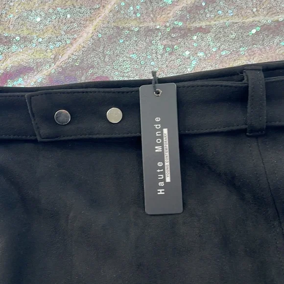 Haute Monde Black A-Line Mini Skirt Cocktail! Velour! With the tag - Picture 4 of 6
